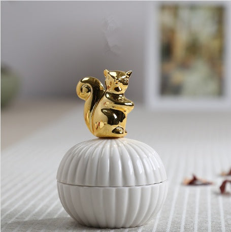 Animal figurine decor jewelry box squirrel rabbit cat bird crafts gift home decor jar - DropOnline.co