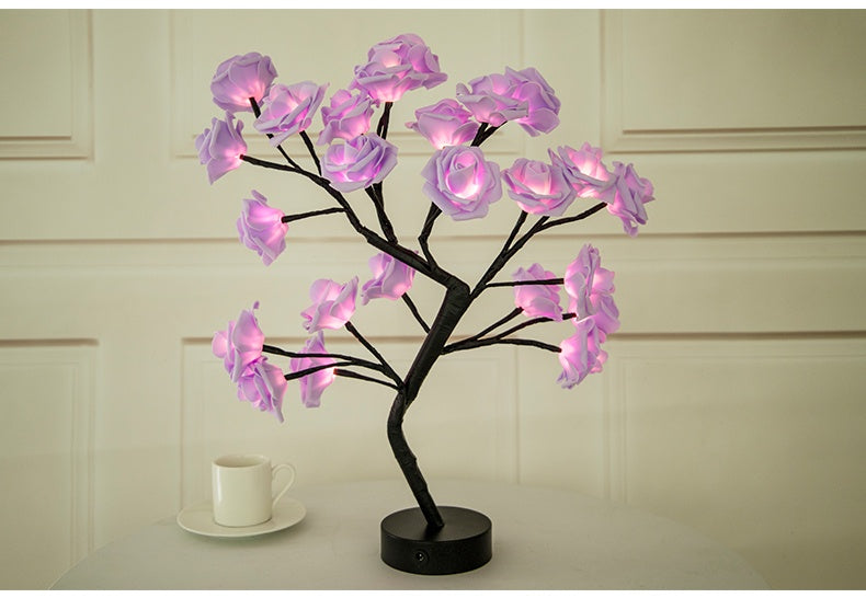 Rose Flower Lamp USB Battery Operated LED Table Lamp Bonsai Tree Night Lights Garland Bedroom Decoration Lights Home Decor - DropOnline.co