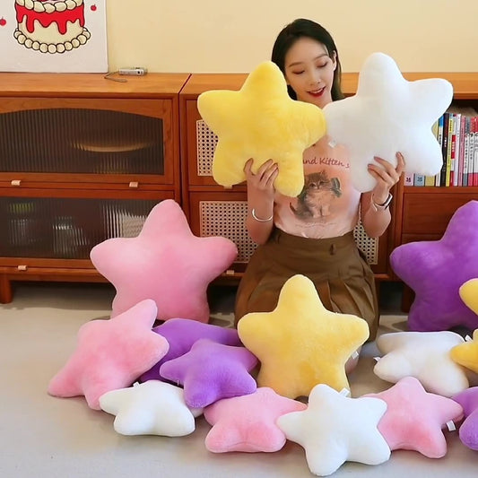 Star Pillow, Decorative Throw Pillows For Bed Couch, 15in Star Shaped Pillow Plush Floor Cushions Room Decor Pillow With Soft Faux Rabbit Fur For Sofa Bedroom Living Room - DropOnline.co