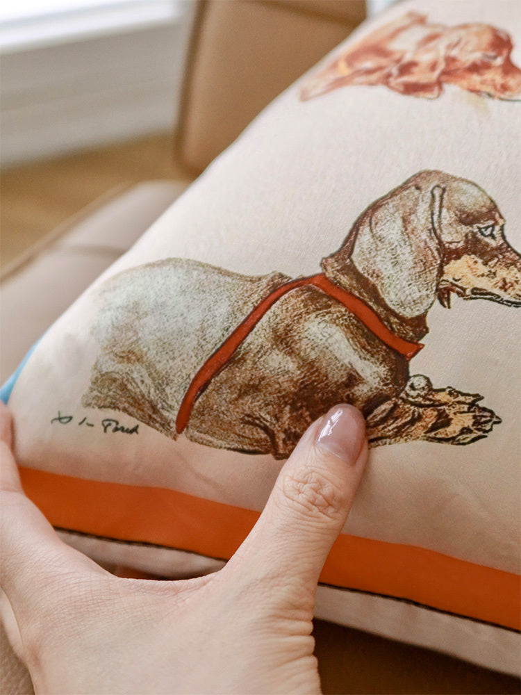 Creative Printed Silk Feeling Puppy Pillow Sofa Cushion - DropOnline.co