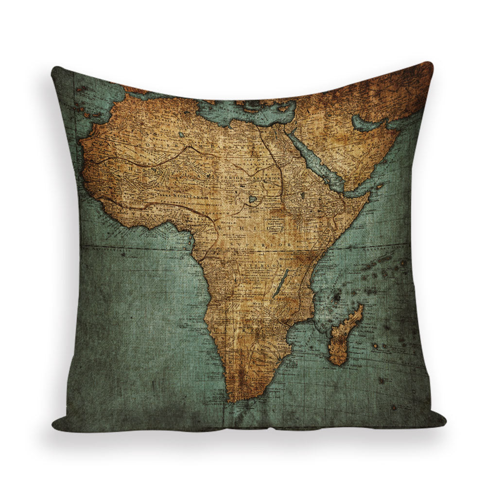 New Retro Toss Pillow Case European World Map Cushion Cover Seat Sofa Covers Morocco Linen House Home Decor Throw Pillows Cases - DropOnline.co