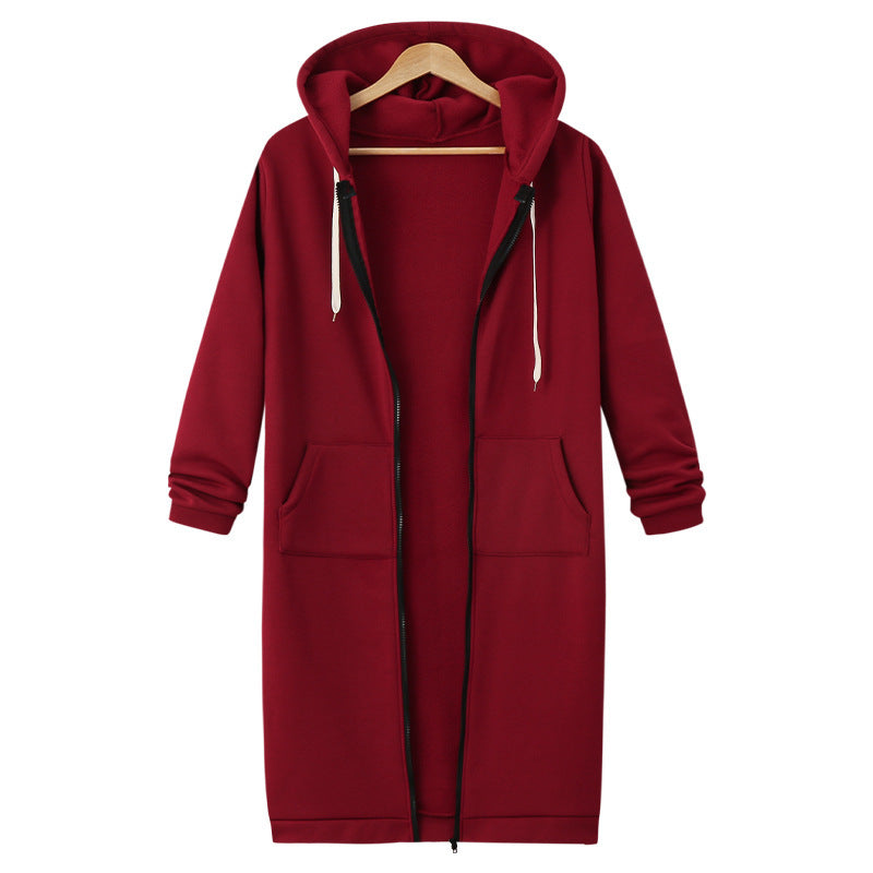 Hooded Long Sleeve Sweater Fleece Long Jacket - DropOnline.co