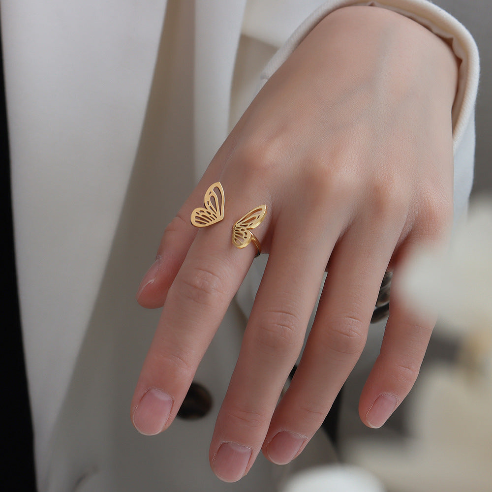 Personality Fashion Normcore Style Hollow Butterfly Ring - DropOnline.co