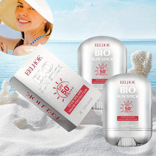 2pcs Bio Sun Stick - Facial Sunscreen - Hydrating & Soothing Moisturizer For All Skin Types - Waterproof Portable Uvioresistant, With Nicotinamide And Vitamin C -15g - DropOnline.co