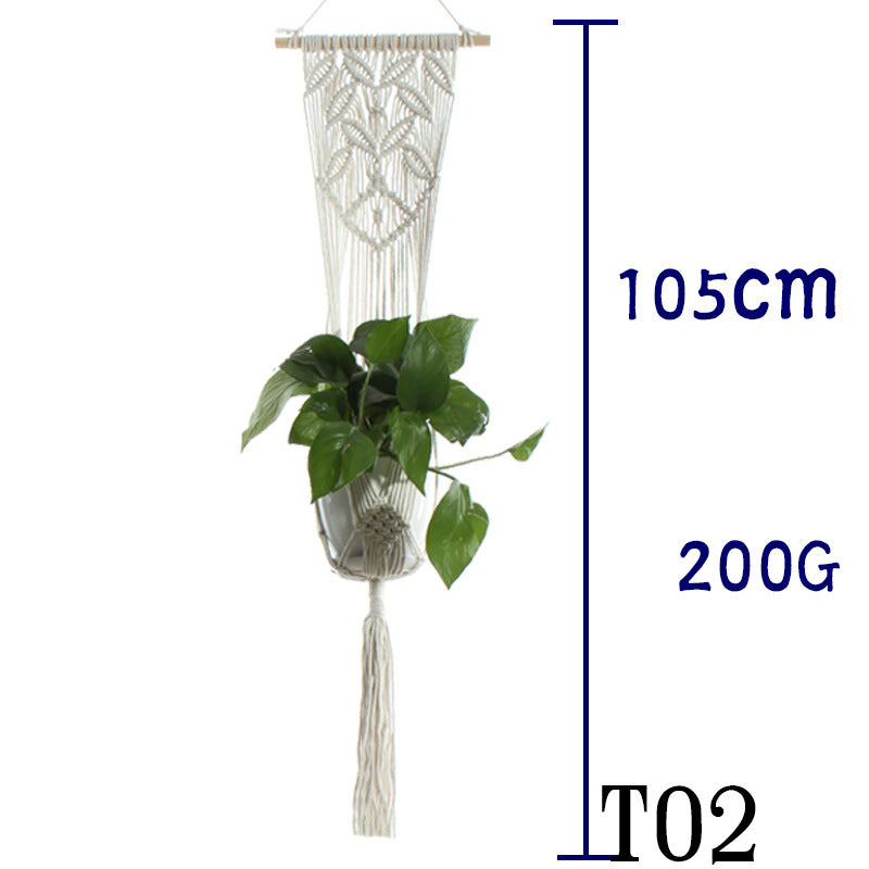 Flower Pot Net Bag Beige Cotton Rope Indoor Plant Hanger Hanging Basket Sling - DropOnline.co