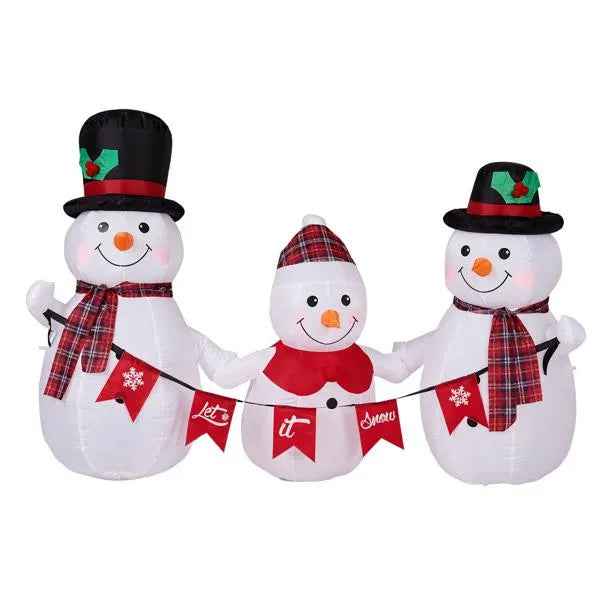 6.2FT Inflatable Christmas Snowman Family - LED Lighted Yard Decoration with Bunting - DropOnline.co