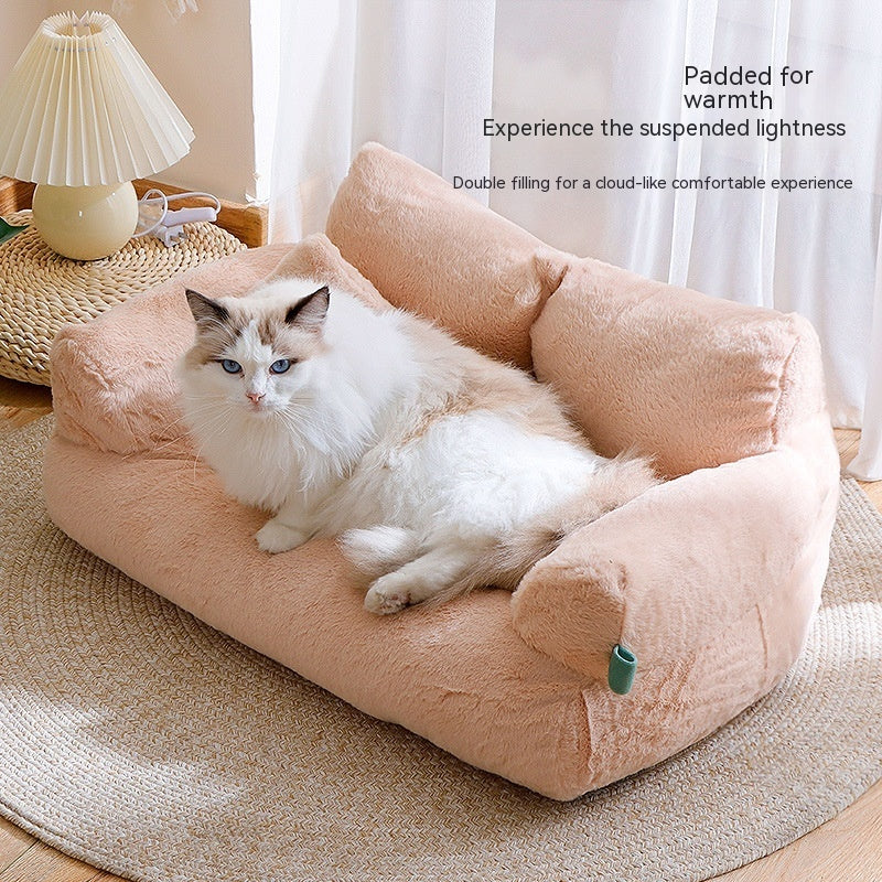 Flannel Warm Large Cat Sofa - Universal Pet Kennel Bed for Cats and Small Dogs - DropOnline.co