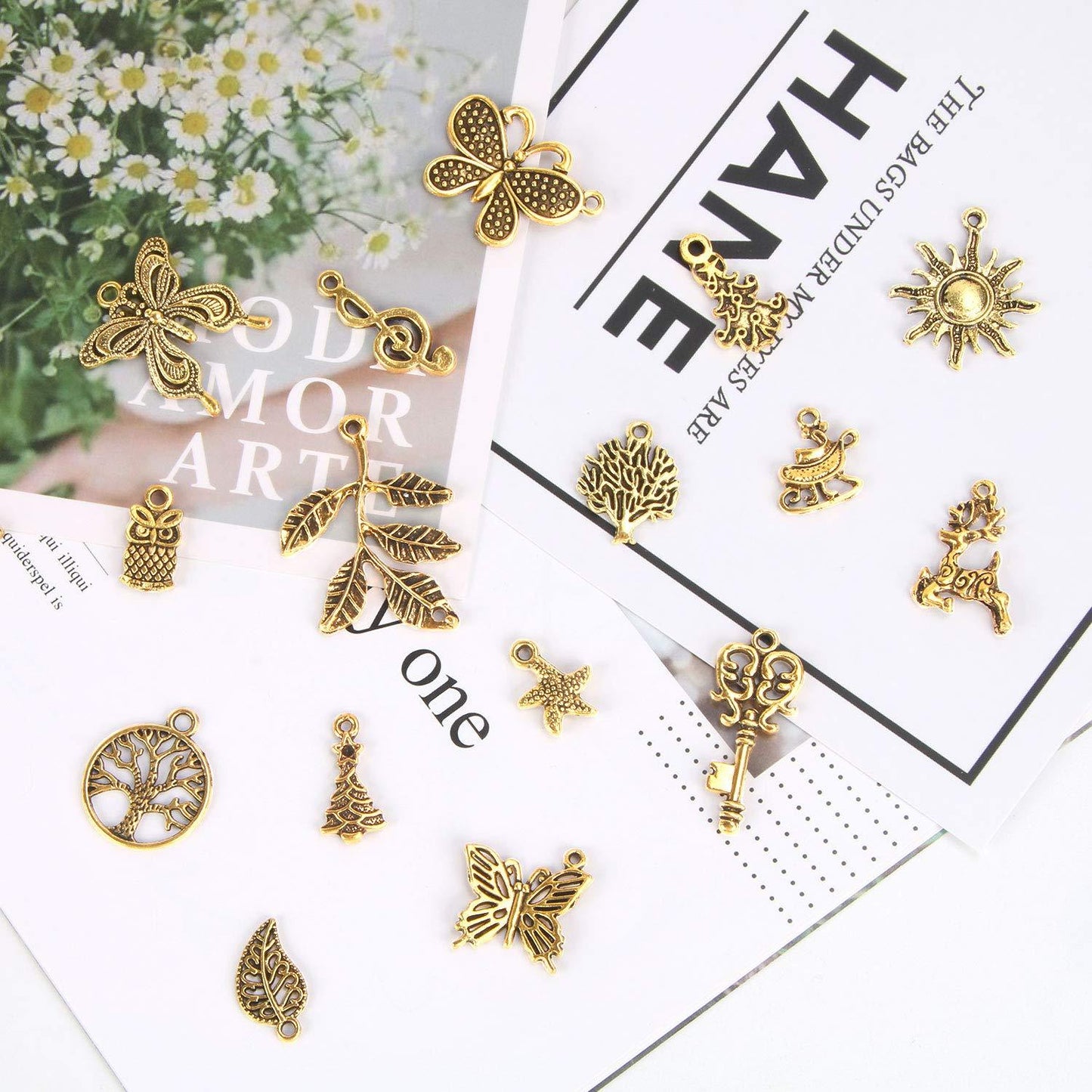 200Pcs Gold Charms Bulk Antique Gold Charms For Jewelry Making Charm Bracelet Necklace Earrings DIY Craft Making-Selling On Amazon Is Prohibited - DropOnline.co