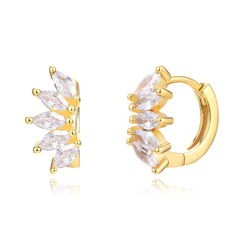 Ins Style Color Zircon All-match Earrings Symmetrical Horse Eye Stone - DropOnline.co