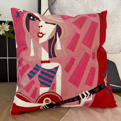 Embroidered Cushion Against Color Three-dimensional Throw Picasso Abstract Pillowcase - DropOnline.co