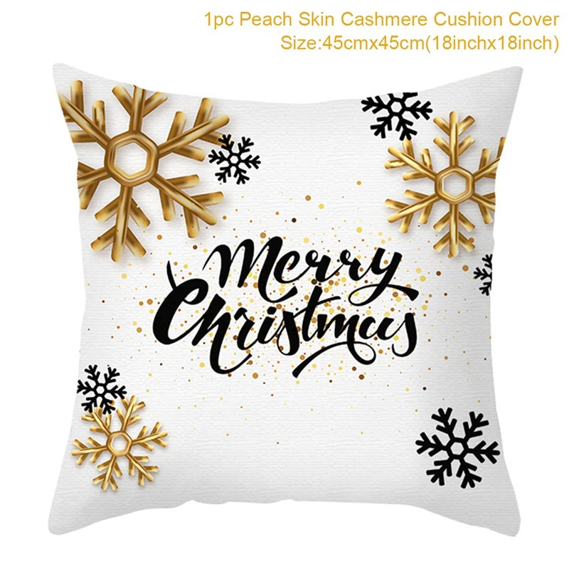 Christmas Printed Throw Pillow Cushion Cover - Festive Linen Holiday Decoration for Home - DropOnline.co