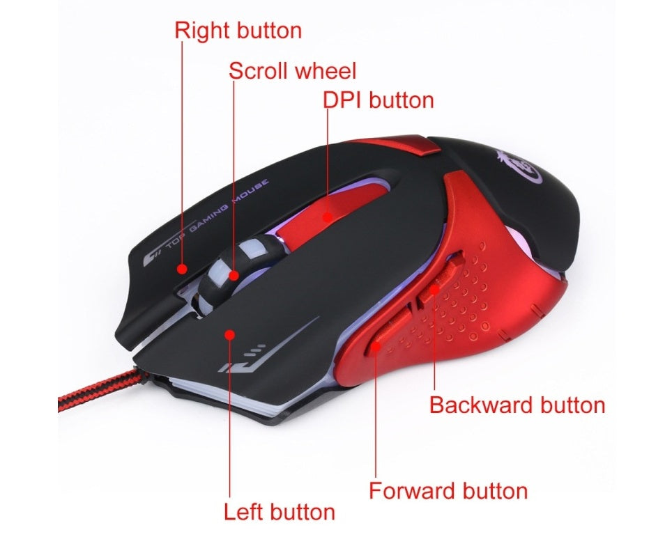 HXSJ A903 6-Key Optical Gaming Mouse 3200 DPI - DropOnline.co