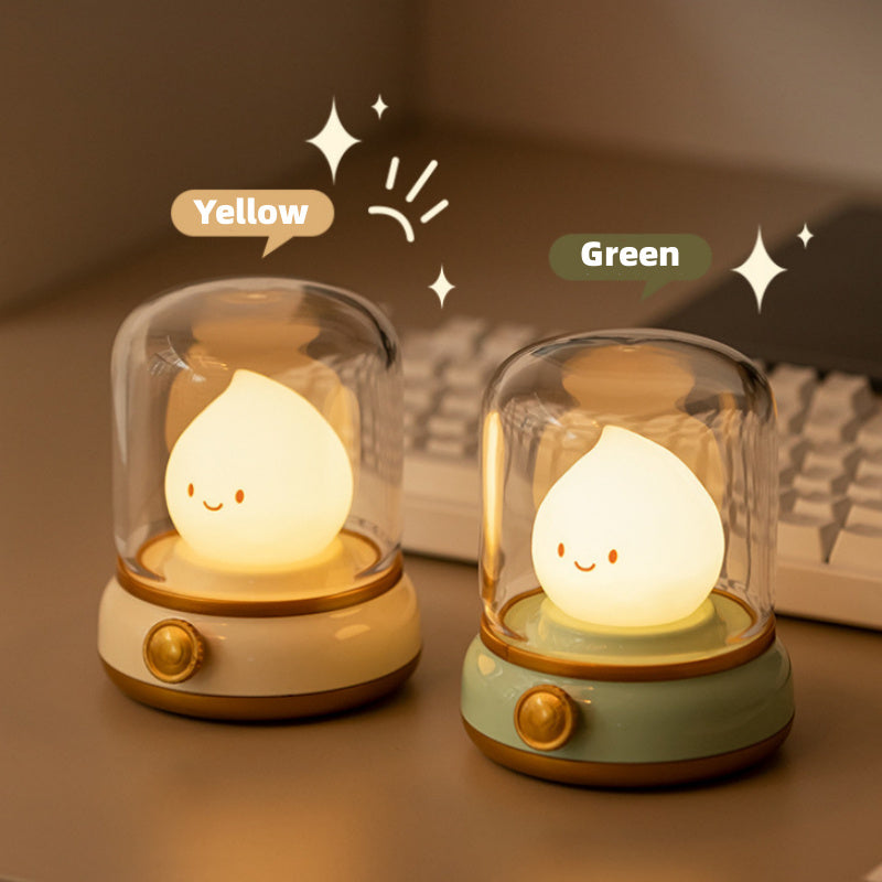 Retro Small Night Lamp - Bedroom Mini Desktop LED Cute Rechargeable Portable Cartoon Table Lamp - DropOnline.co
