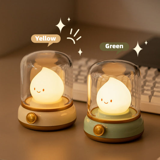 Retro Small Night Lamp - Bedroom Mini Desktop LED Cute Rechargeable Portable Cartoon Table Lamp - DropOnline.co