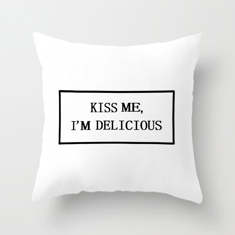 Geometric English Letter Simple And Light Luxury Waist Cushion Pillowcase - DropOnline.co