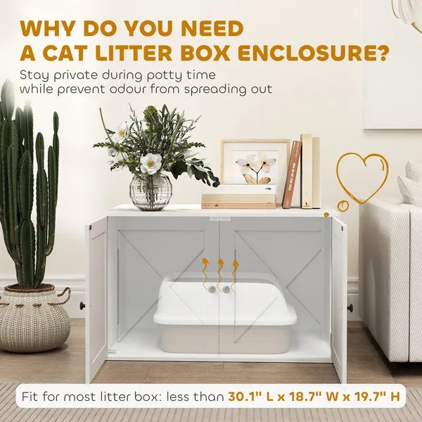 Cat Litter Box Enclosure With Barn Door, Cat Hole - DropOnline.co