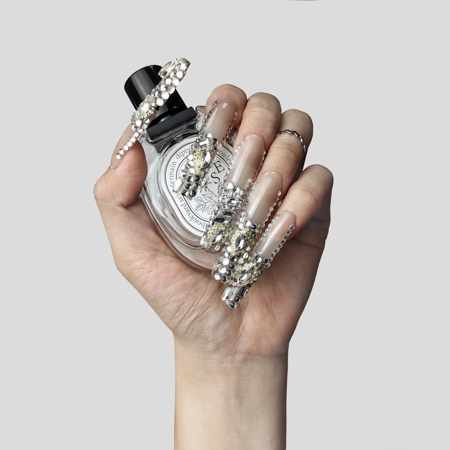 GGddsha 2024 New PMMA Acrylic Press On Nails StunningBling Nails, Rhinestone Fake Nails, Glitter Rhinestone NailsGradient Fake NailsCrystal Cascade - DropOnline.co