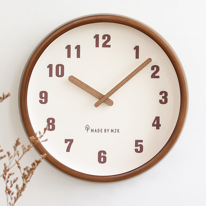 Home Living Room Retro Solid Wood Modern Minimalism Wall Clock Creative - DropOnline.co