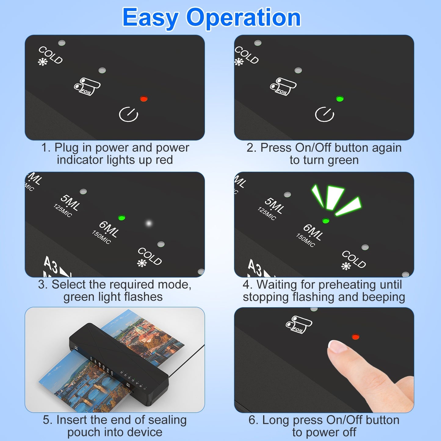 1Pc 13Inch Laminator Machine Hot And Cold Mode A4 Personal Thermal Laminator With ABS Function 60S Warm Up Time 30Mins Auto Off For Home Office School Business - DropOnline.co