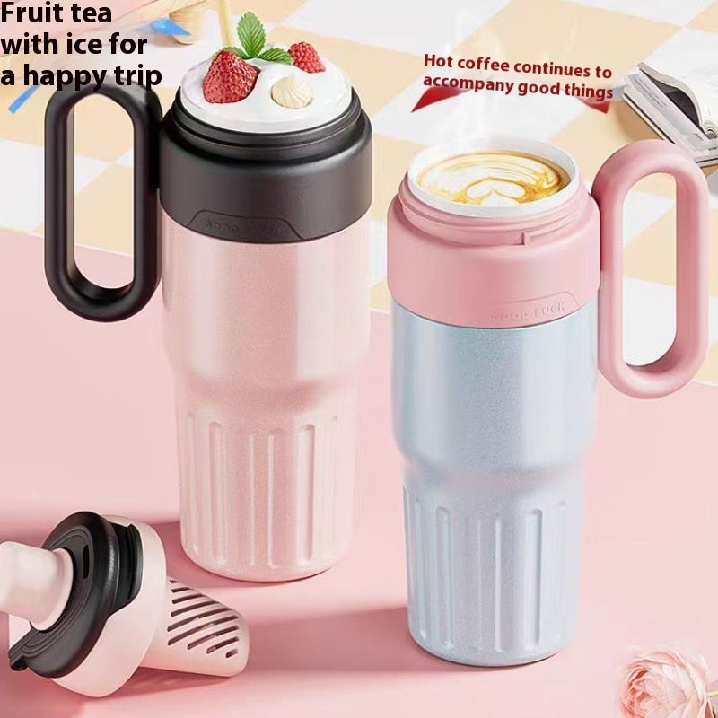 780ml Gradient Double Drink Thermal Cup Stainless Steel With Lid Coffee Cup Thermos Large Capacity Straw Cup For Male And Female - DropOnline.co