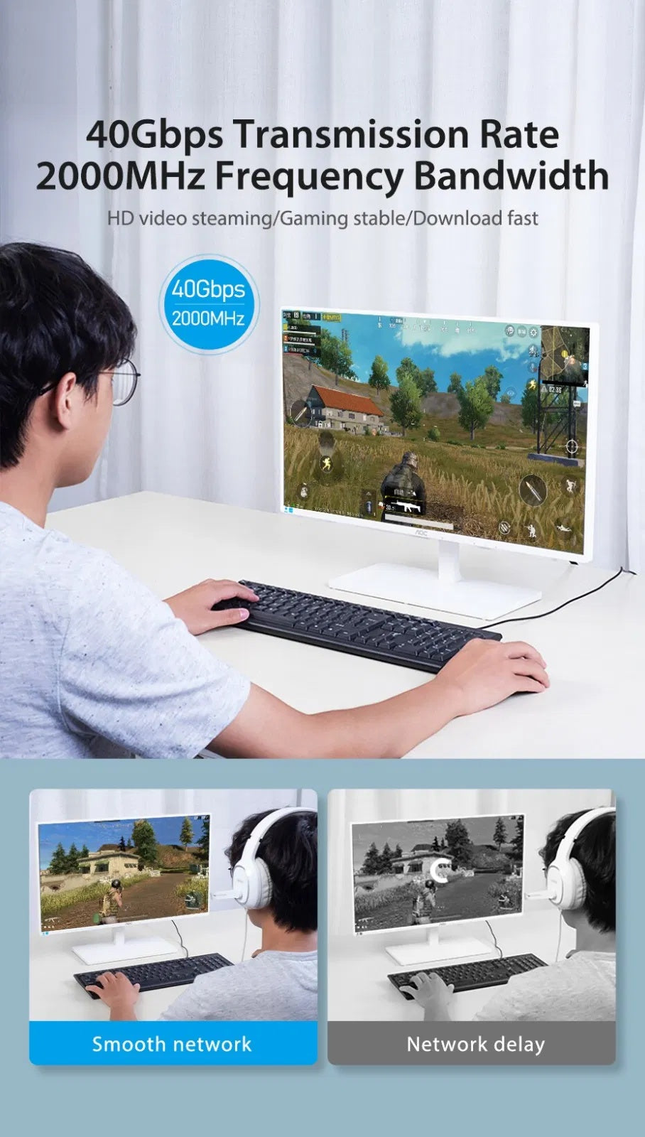 Cat 8 Ethernet RJ45 Cable Super Speed 40Gbps Patch LAN Network Gold Plated Lot - DropOnline.co