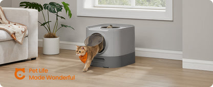 Feandrea XL Enclosed Cat Litter Box with Lid — Slide-Out Tray, Scoop & Brush, Anti-Tracking