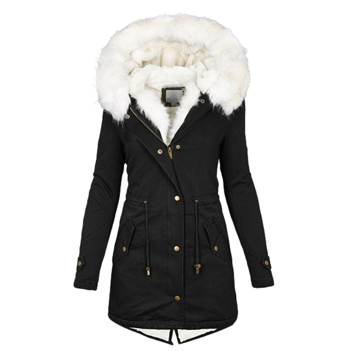 Women's cotton padded jacket with white collar - DropOnline.co