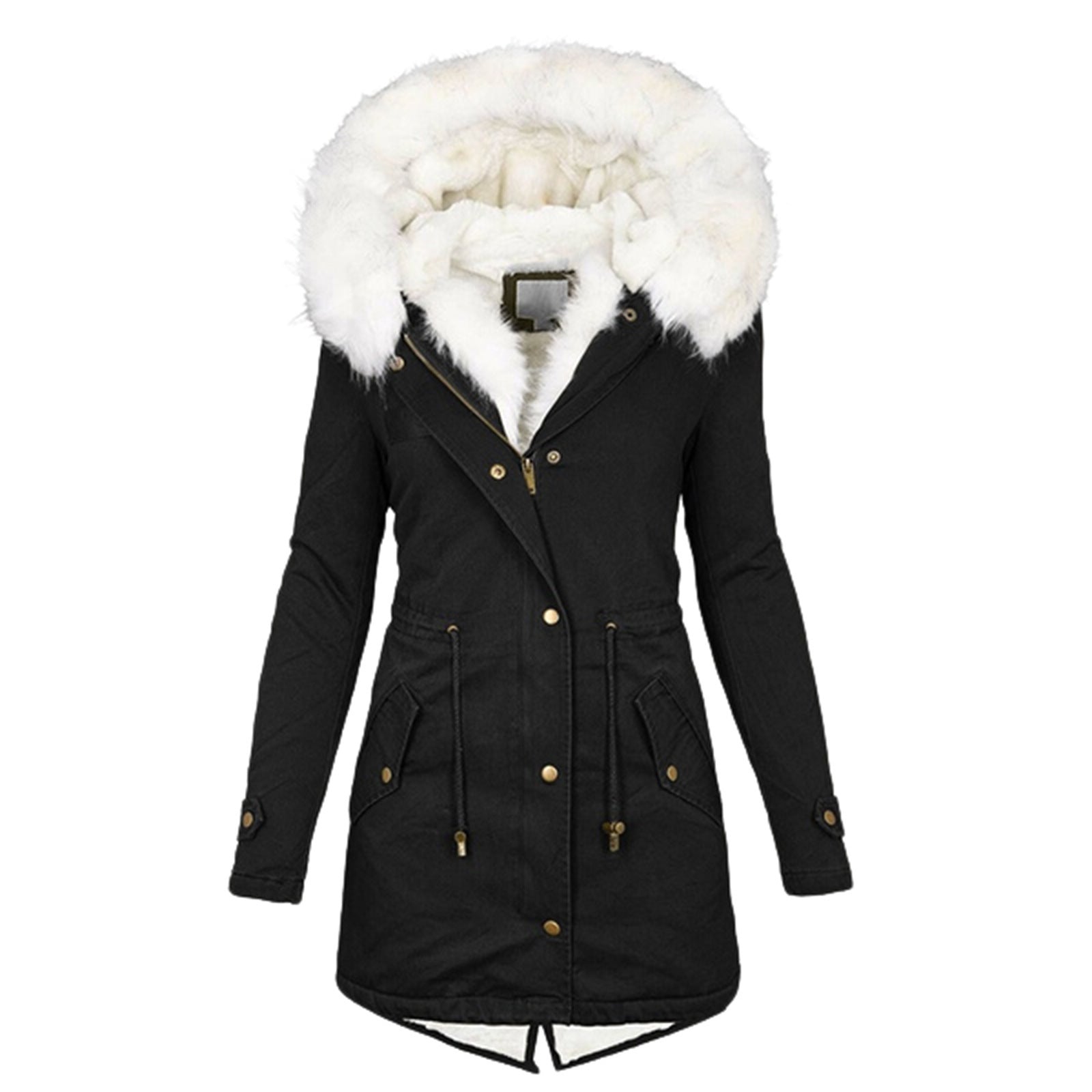 Women's cotton padded jacket with white collar - DropOnline.co