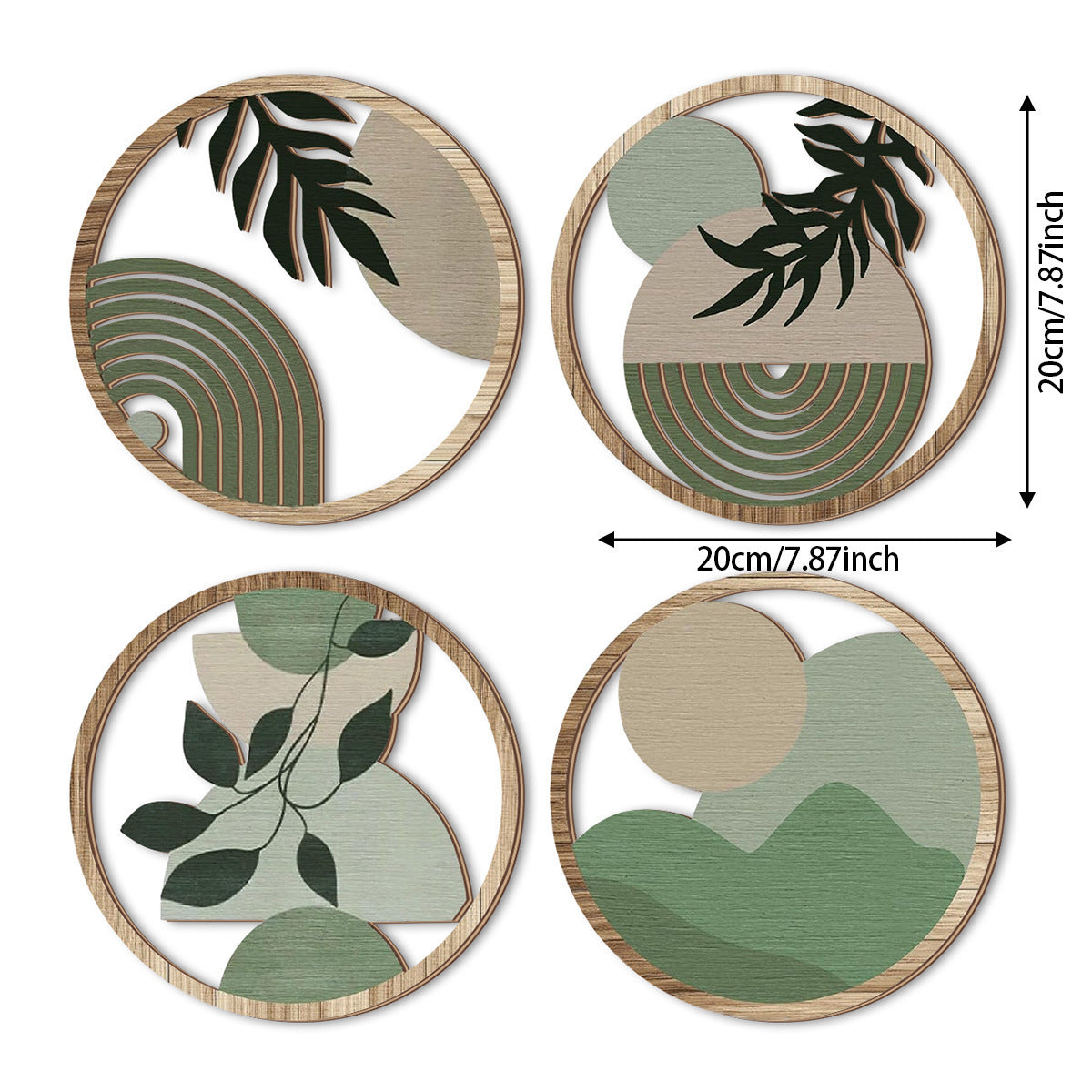 Retro Multi-leaf Round Wooden Decorative Wall Stickers - DropOnline.co
