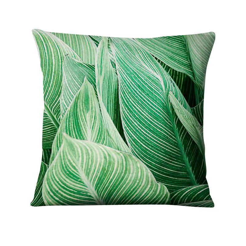 Floral Digital Print Pillowcase Green Plant Cushion Cover - DropOnline.co