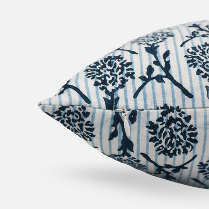 Nikhar Pure Linen Throw Pillow Cover - Azure Blue