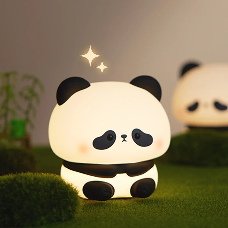 Panda LED Night Light - Cute Silicone USB Rechargeable Touch Lamp with Timing for Children - DropOnline.co