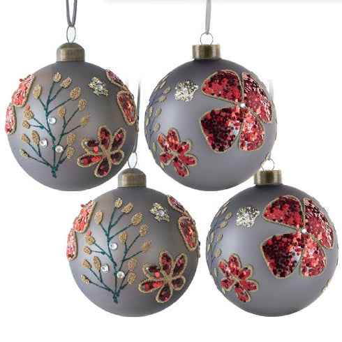 Christmas Ball Ornaments - 4.7" Glass Decorative Hanging Ornaments Set of 4 - DropOnline.co
