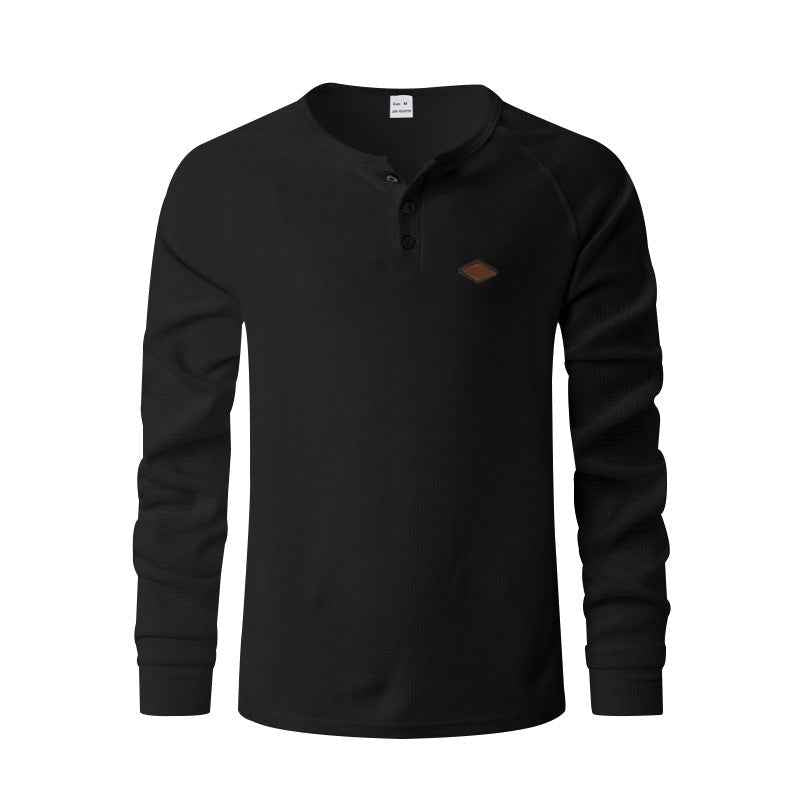 Men's Waffle Buckle Quick-Drying Raglan Henley Long Sleeve Shirt