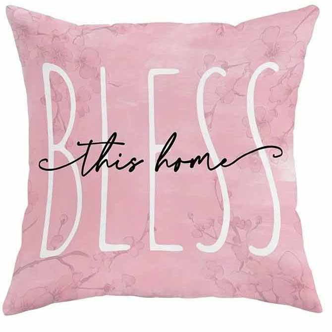Spring Cherry Blossom Letter Pillow Cover Home Sofa Cushion Cover - DropOnline.co