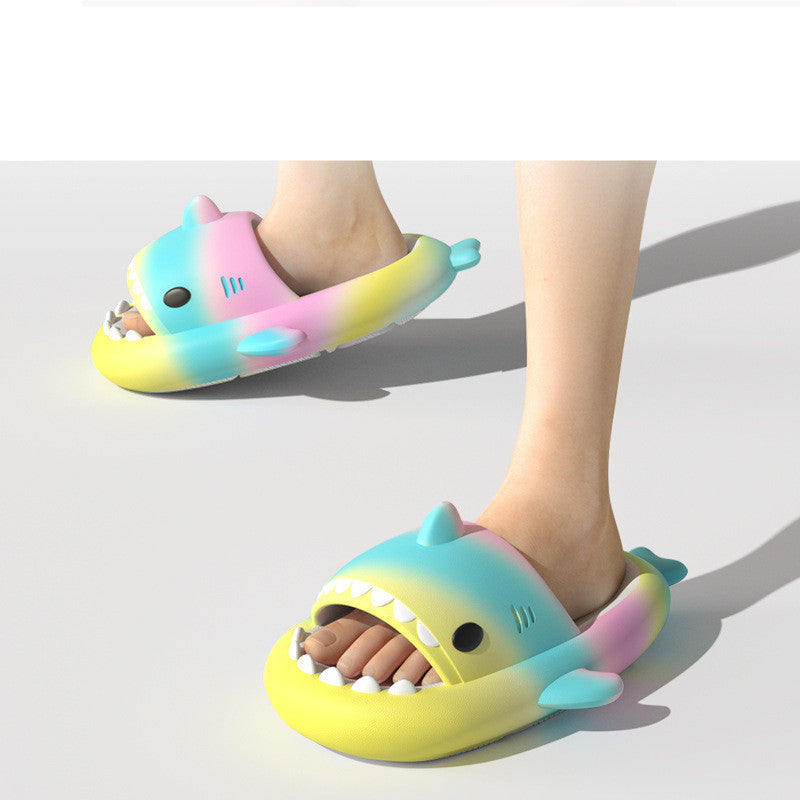 Gradient Rainbow Shark Slippers Women's Summer Indoor - DropOnline.co