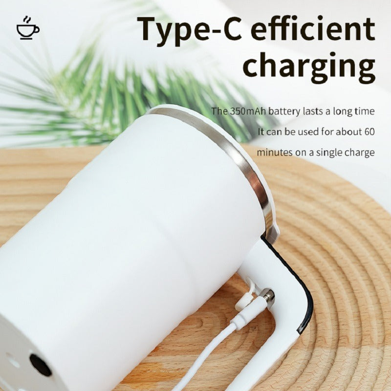 Automatic Coffee Stirring Cup, Stainless Steel Self-stirring Coffee Cup With Lid, Automatic Stirring, LED Intelligent Display Temperature - DropOnline.co