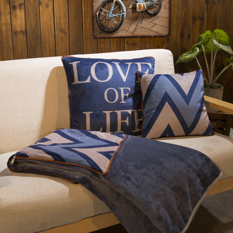 Pillow Quilt Dual-purpose Coral Fleece Cushion - DropOnline.co