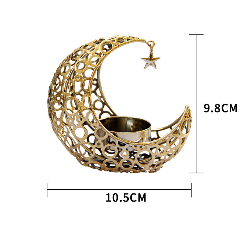 Light Luxury Crescent Moon Star Moon Black Gold Metal Candle Holder Modern Romantic Wedding Christmas Candle Cup Home Decor - DropOnline.co