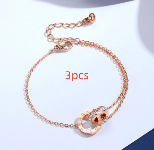 Diamond inlaid zircon titanium steel bracelet - DropOnline.co