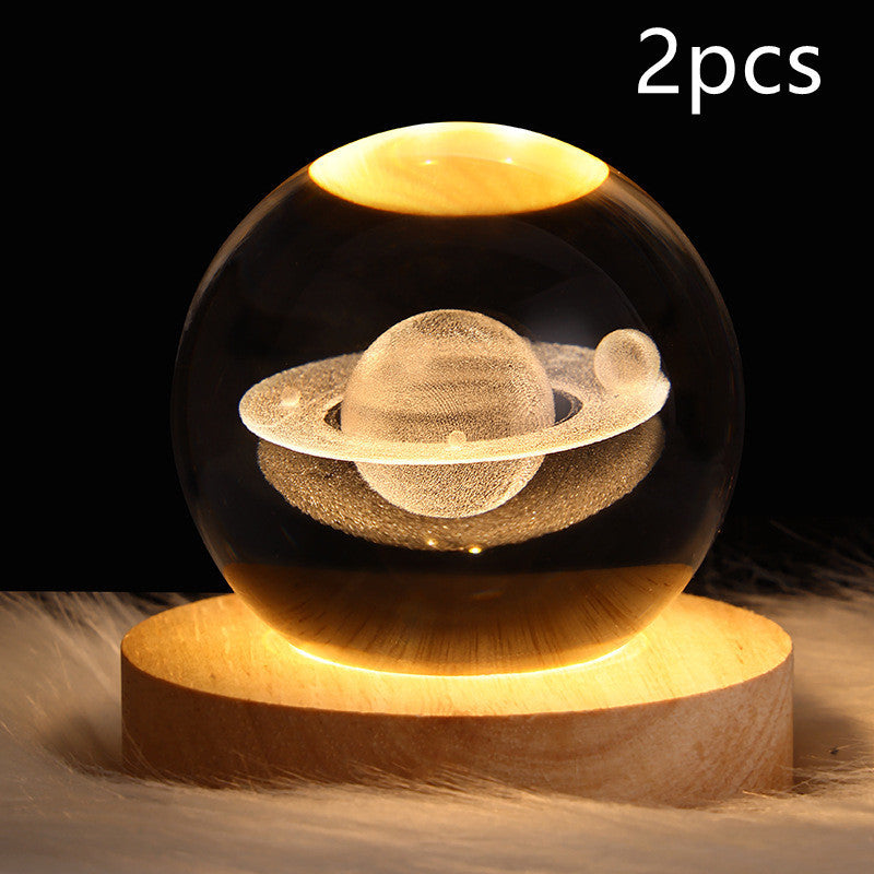 LED Night Light Galaxy Crystal Ball Table Lamp 3D Planet Moon Lamp Bedroom Home Decor For Kids Party Children Birthday Gifts - DropOnline.co