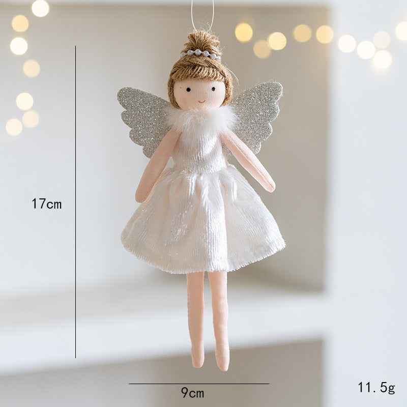 Christmas Flannel Angel Girl Pendant - High-Grade Ankle-Tied Ornament Decoration - DropOnline.co