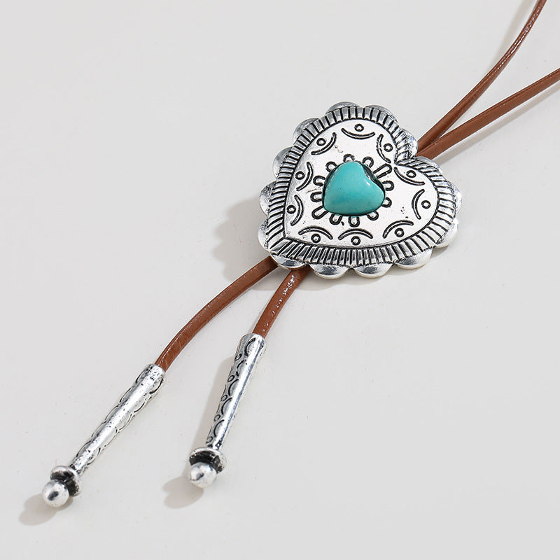 European And American Retro Turquoise Cross Necklace - DropOnline.co