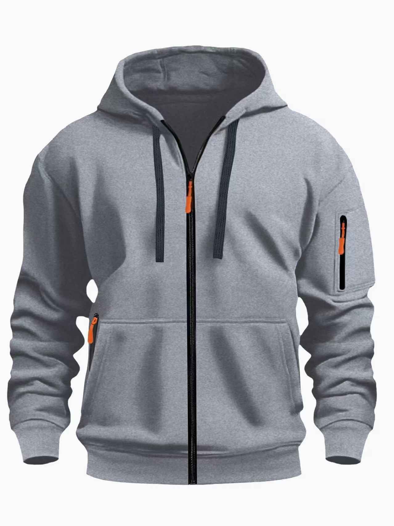 Men's Zipper Hooded Sweatshirt - Sports Casual Cardigan Jacket