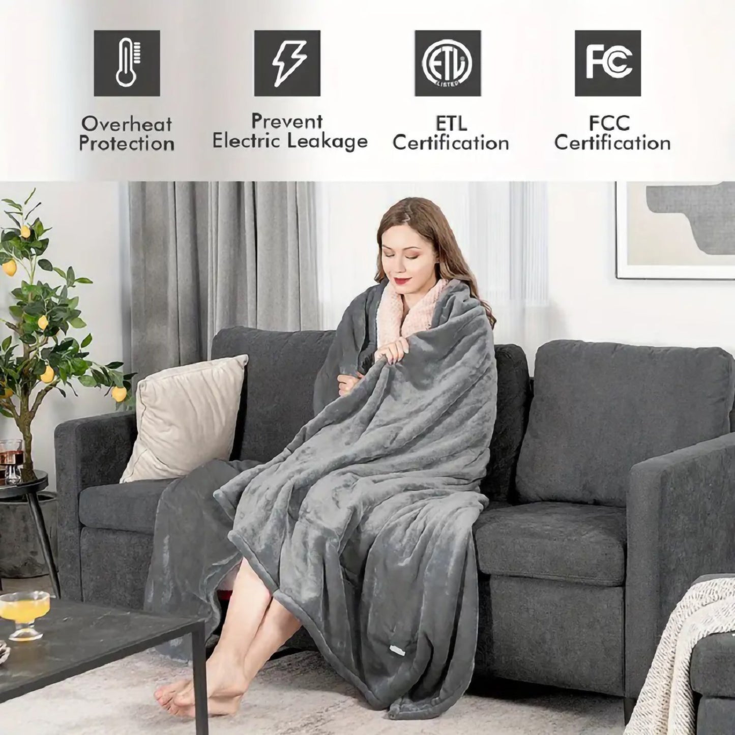 Heated Blanket Queen Size With Dual Zone Control - 10 Heat Settings Electric Throw Blanket With Automatic Shut Off Timer, Machine Washable Soft Flannel - DropOnline.co