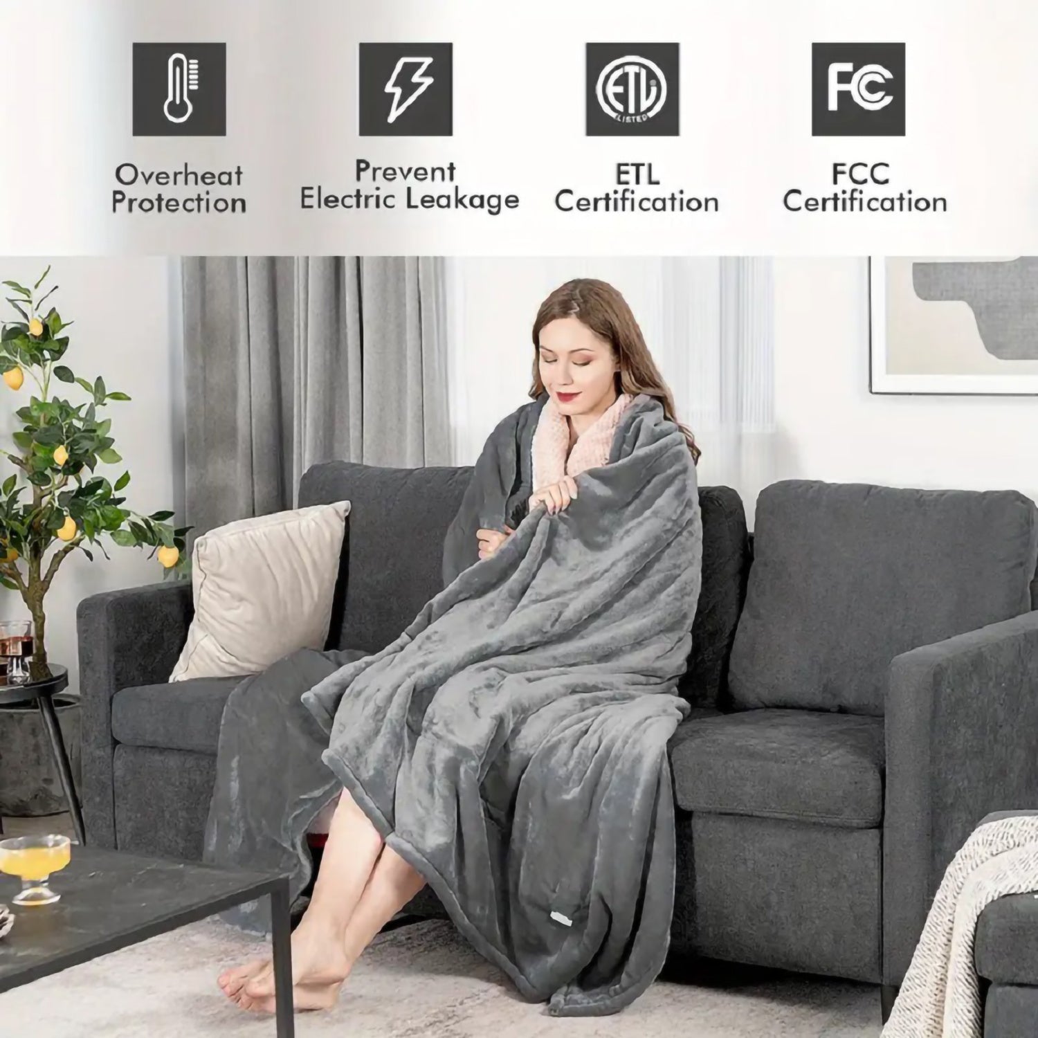 Heated Blanket Queen Size With Dual Zone Control - 10 Heat Settings Electric Throw Blanket With Automatic Shut Off Timer, Machine Washable Soft Flannel - DropOnline.co