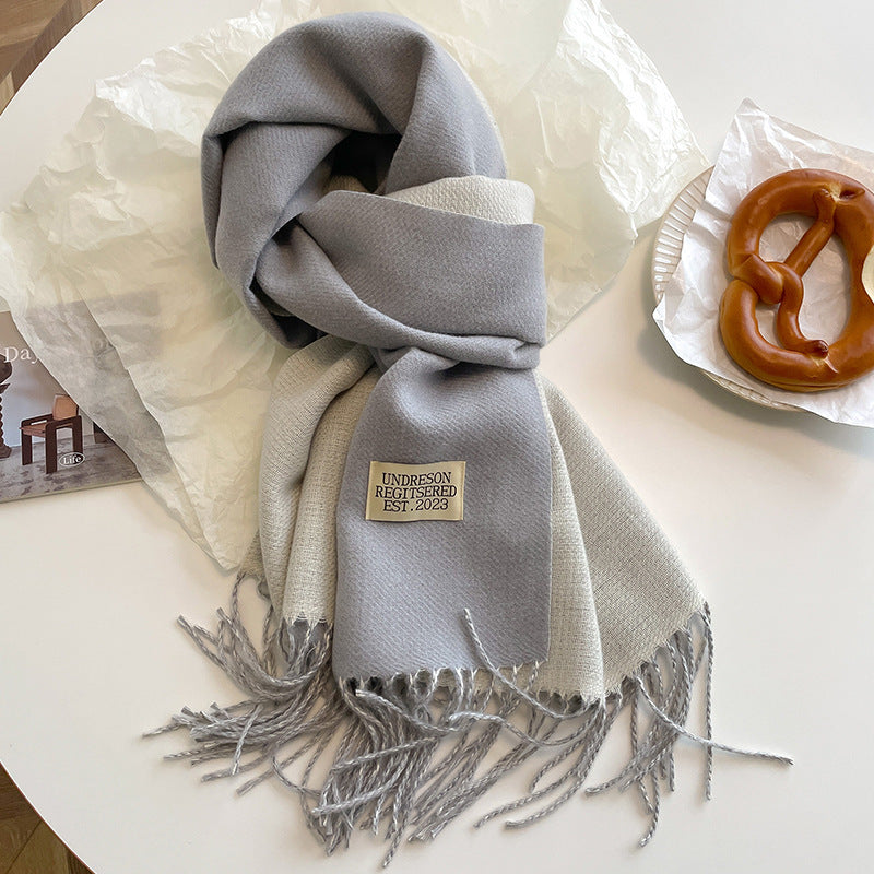 Double-Sided Artificial Cashmere Scarf - Women's Winter Warm Couple Scarf - DropOnline.co