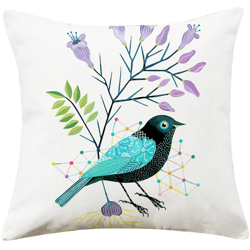 Country Pastoral Flower And Bird Cushion Cotton And Linen Pillowcase - DropOnline.co