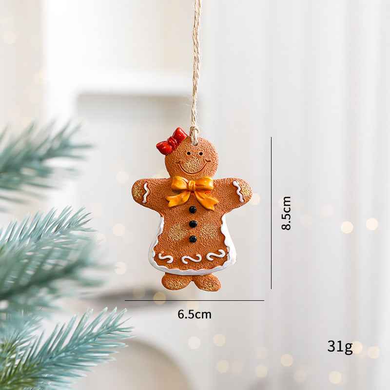 Christmas Resin Character Pendants - Santa Snowman Gingerbread Man Ornaments - DropOnline.co
