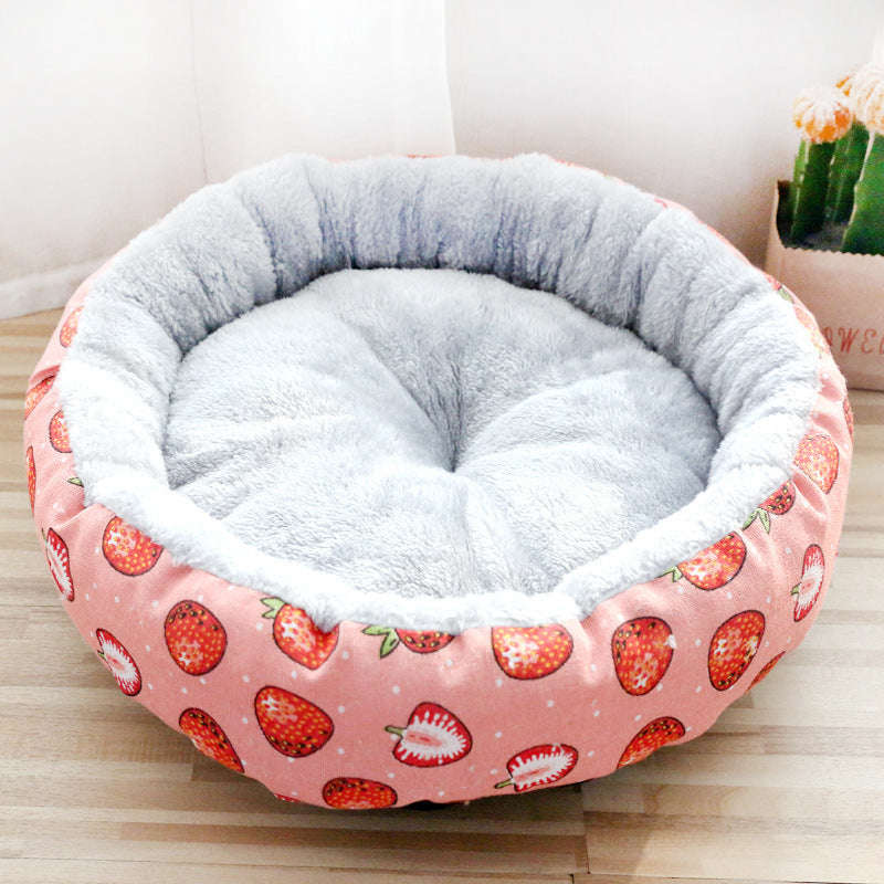 Dog and Cat Litter Bed - Round Cotton Padded Pet Cushion for Comfortable Sleep - DropOnline.co